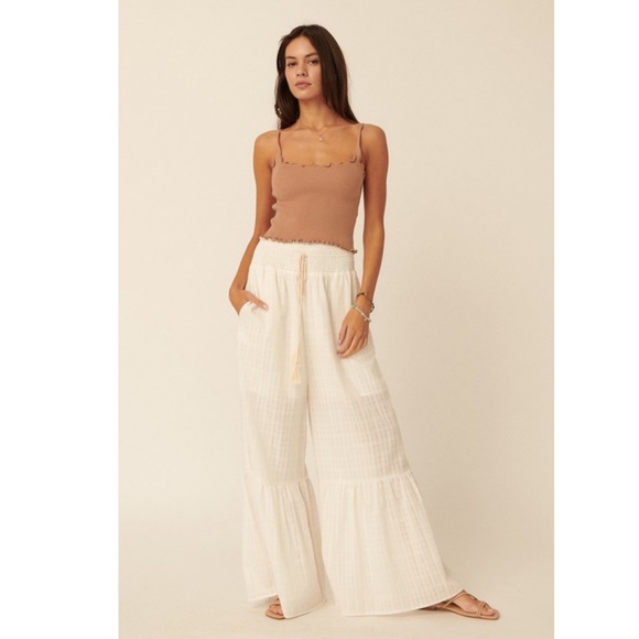 BOHEMIAN PEASANT Woven Flare Leg Cotton Pants - Picture 4 of 7